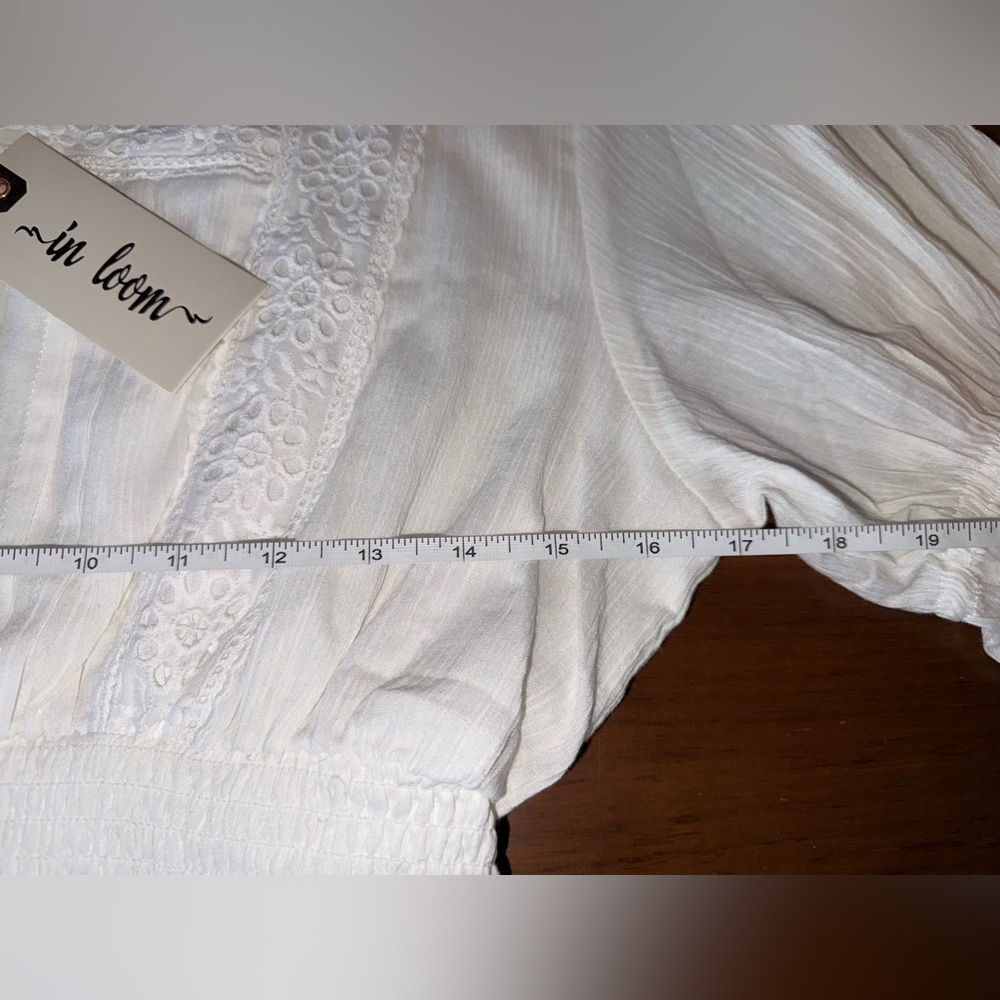 In Loom White Lace-Trim Peasant Blouse - Picture 3 of 12